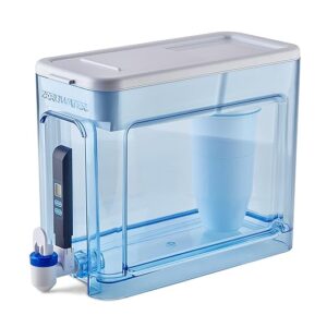 Un filtre à eau transparent montrant une cartouche interne.